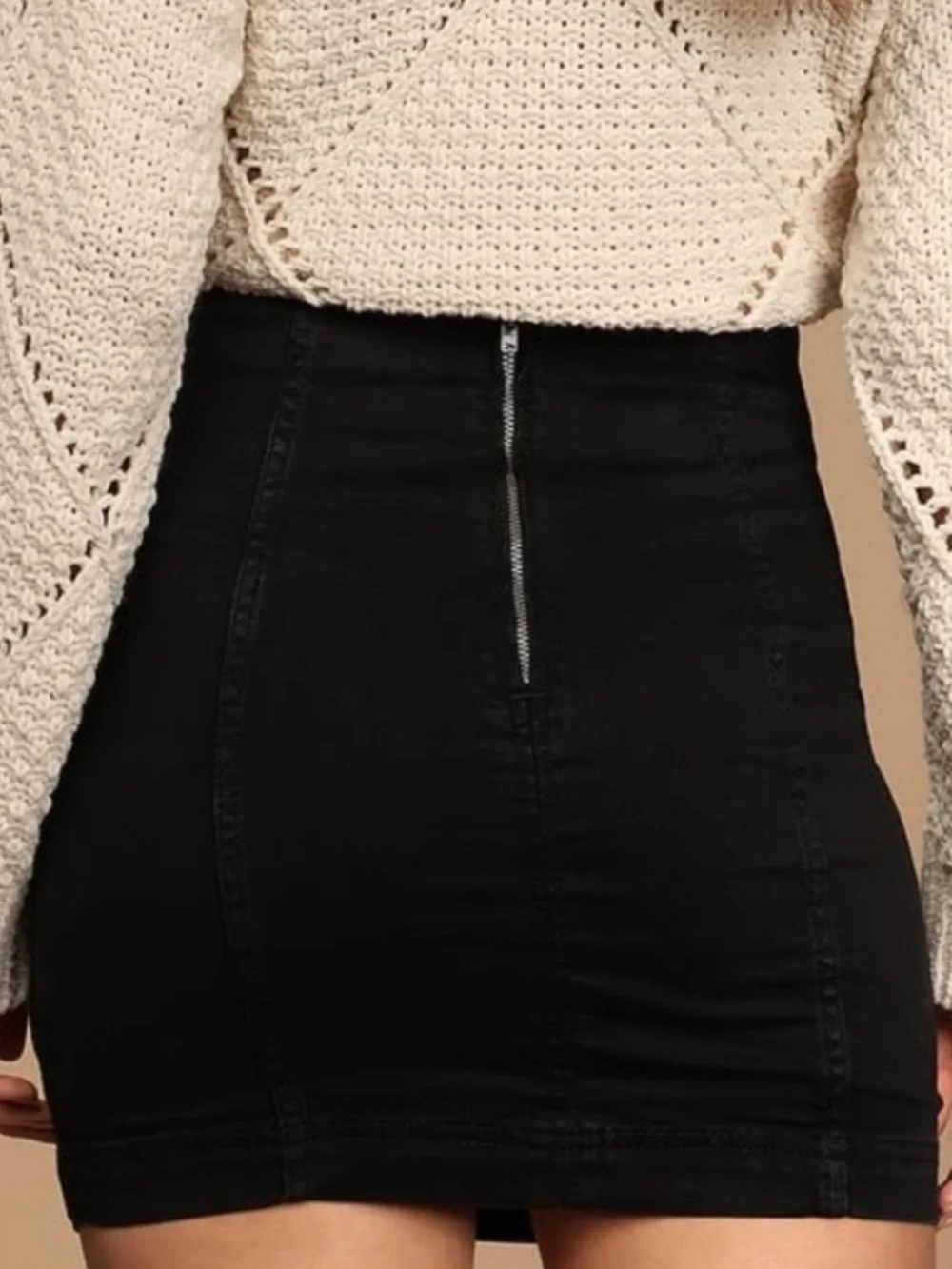 Free People Modern Femme Black Denim Mini Skirt Women’s Size 8